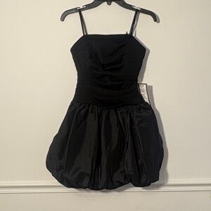 Xscape Black Bubble Hem Spaghetti Strap Dress